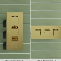 Harbour Status Brushed Brass 2 Outlet Thermostatic Concealed Shower Valve (Three Handle)