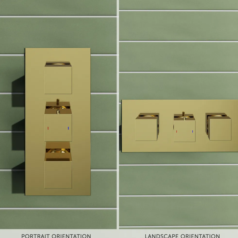 Harbour Status Brushed Brass 2 Outlet Thermostatic Concealed Shower Valve (Three Handle)