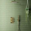 Harbour Status Brushed Brass Shower Package with 2 Outlet Valve, Fixed Head & Arm and Wall Shower Kit