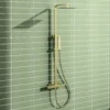 Harbour Status Brushed Brass Square Thermostatic Rigid Riser Shower Kit