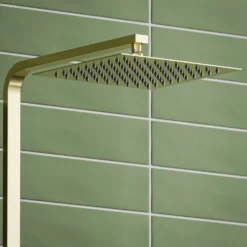 Harbour Status Brushed Brass Square Thermostatic Rigid Riser Shower Kit