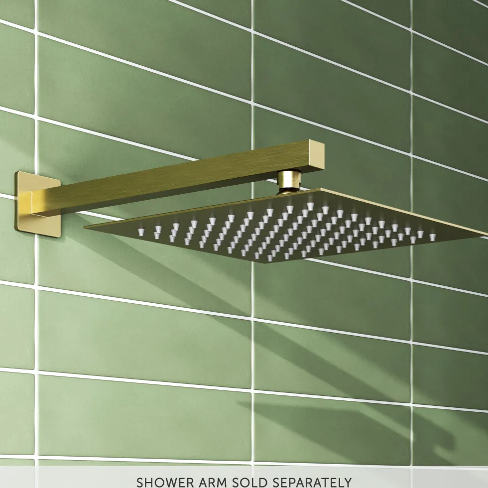 Harbour Status Brushed Brass Ultra Slim Square Shower Head - 250mm