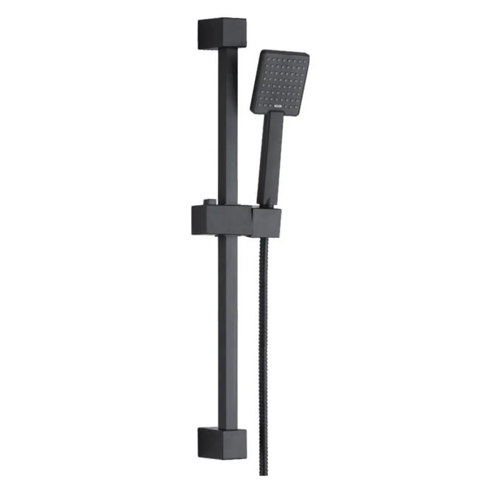 Harbour Status Concealed Shower Valve, Fixed Ceiling Mounted Head & Slide Rail Kit - Matt Black