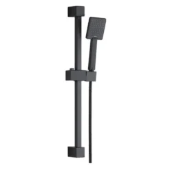 Harbour Status Concealed Shower Valve, Fixed Wall Mounted Head & Slide Rail Kit - Matt Black
