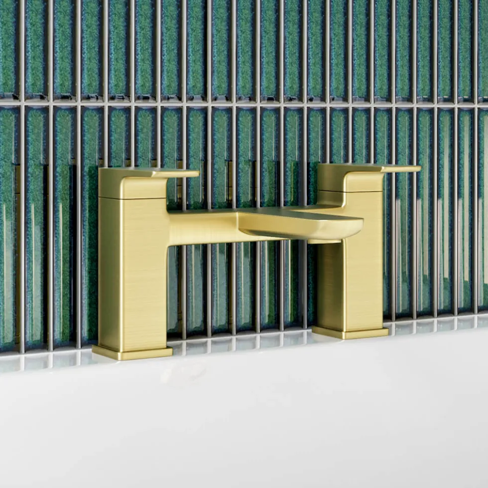 Harbour Status Deck Mounted Bath Mixer Tap - Brushed Brass