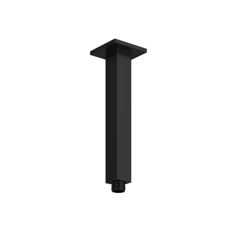Harbour Status Matt Black Concealed Shower Valve, Fixed Ceiling Mounted Head & Overflow Bath Filler