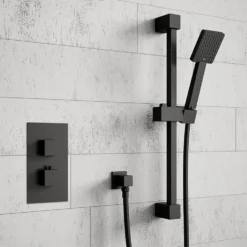 Harbour Status Matt Black Concealed Thermostatic Valve & Slide Rail Kit