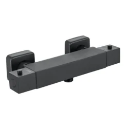 Harbour Status Matt Black Exposed Thermostatic Bar Shower Valve and Shower Rail Kit