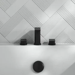 Harbour Status Matt Black 3 Hole Bath Mixer Tap