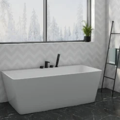 Harbour Status Matt Black 4 Hole Bath Mixer with Pull Out Handset