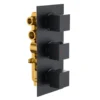 Harbour Status Matt Black Square 3 Outlet Concealed Thermostatic Mixer Valve