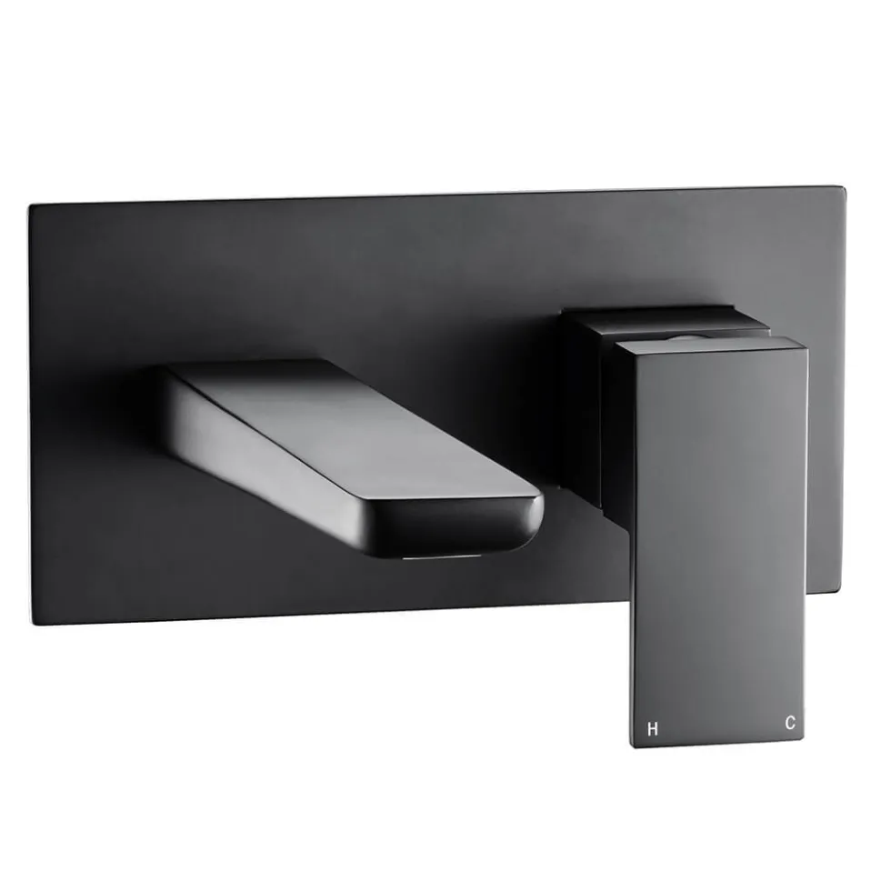 Harbour Status Matt Black Wall Mounted Basin Mixer Tap