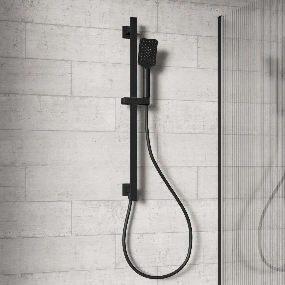 Harbour Status Slide Rail Shower Kit with 3 Mode Handset & Integrated Elbow - Matt Black