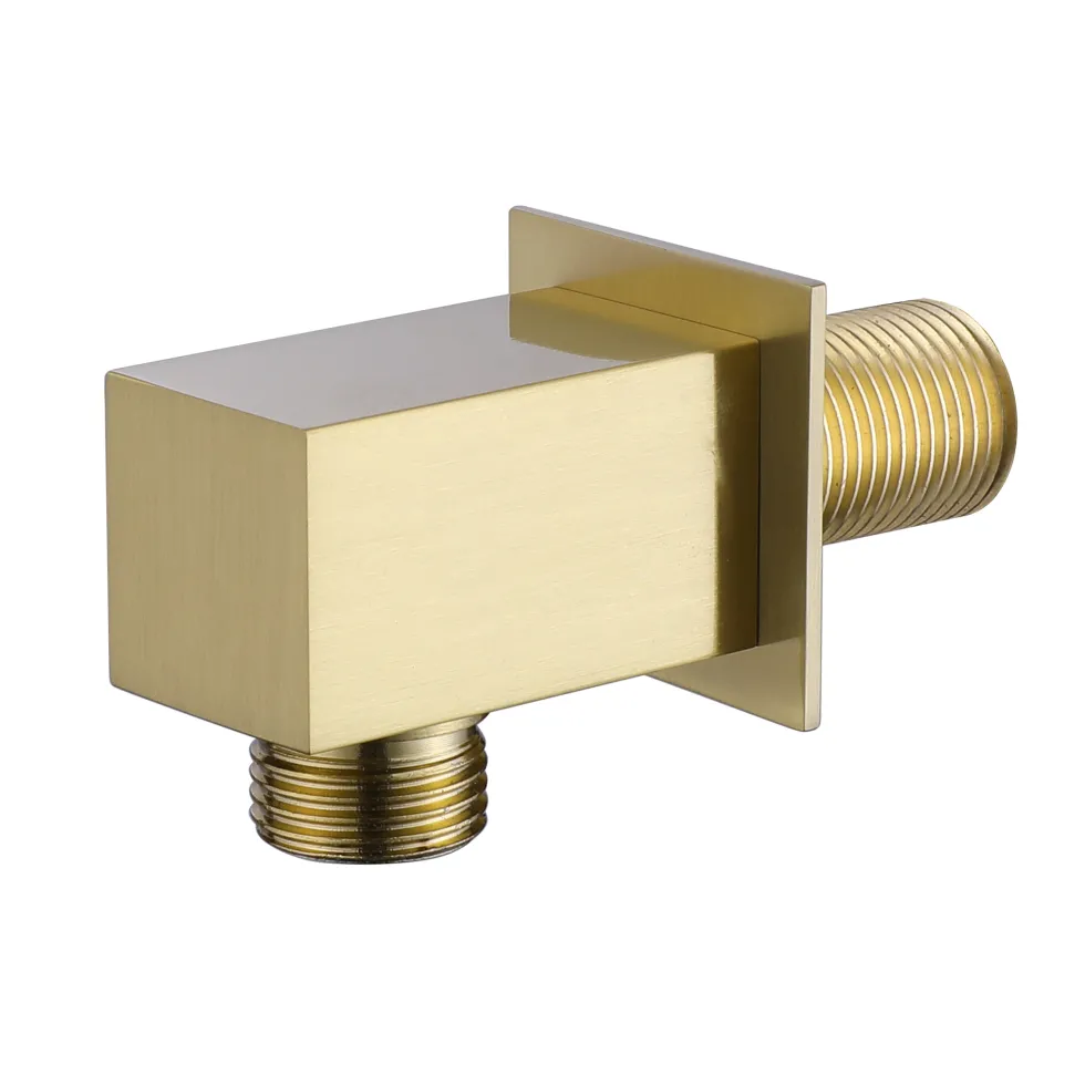 Harbour Status Square Brushed Brass Wall Outlet & Elbow