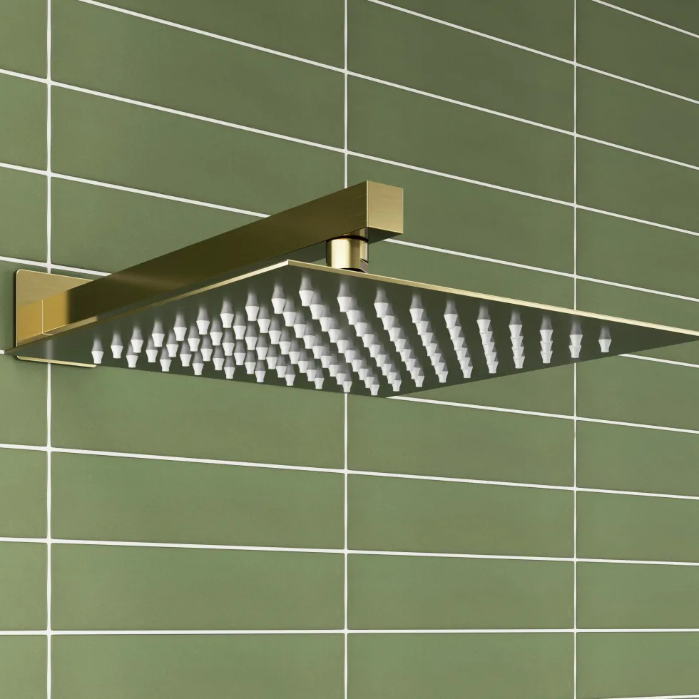 Harbour Status Square Shower Head with Shower Arm - Brushed Brass