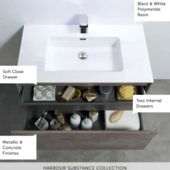 Harbour Substance 600mm 1 Drawer Wall Mounted Vanity Unit & Basin Options