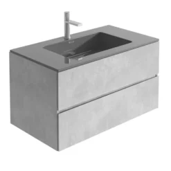 Harbour Substance 900mm 2 Drawer Wall Mounted Vanity Unit & Basin Options - Concrete Effect