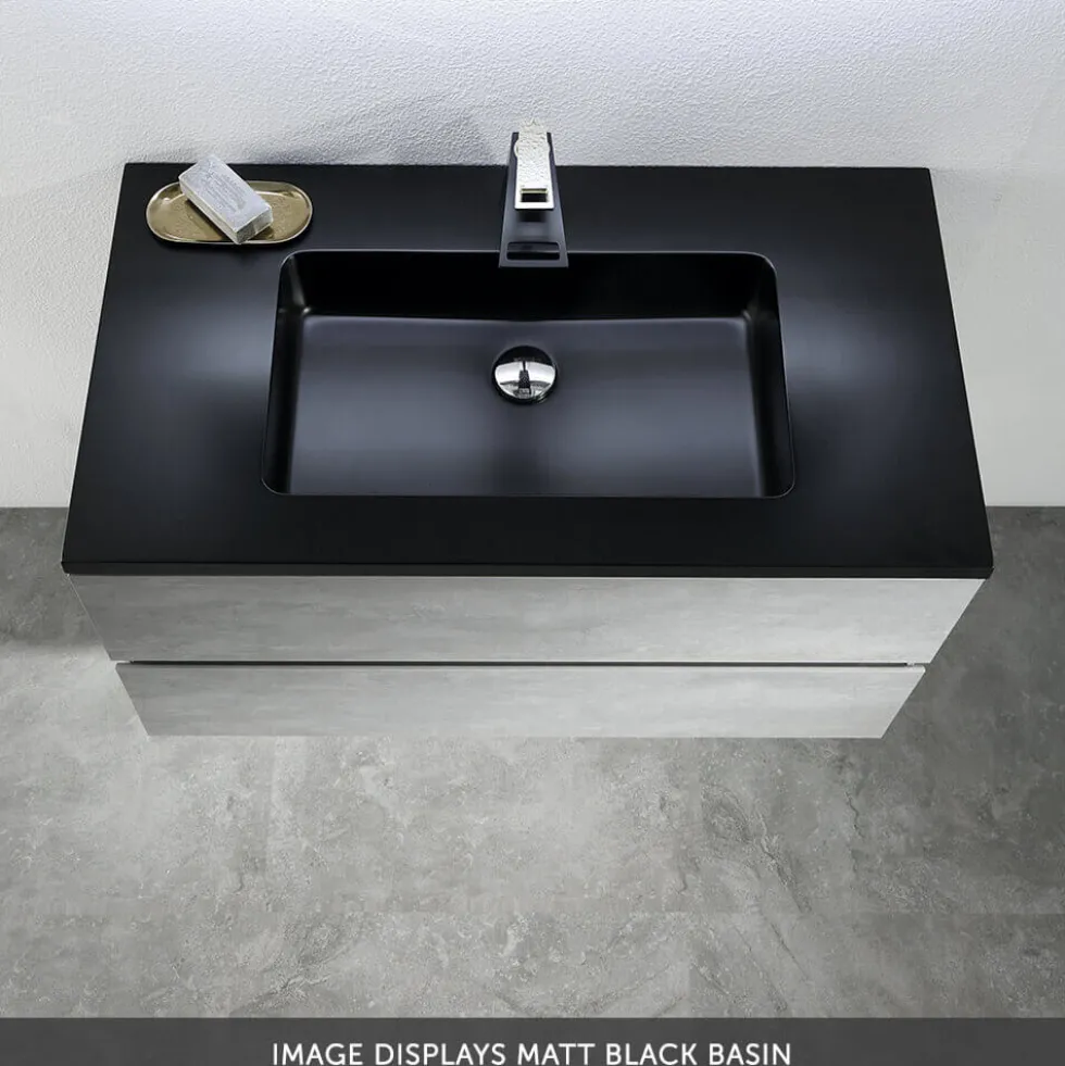 Harbour Substance 900mm 2 Drawer Wall Mounted Vanity Unit & Basin Options - Concrete Effect