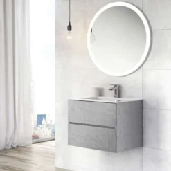 Harbour Substance 600mm 2 Drawer Wall Mounted Vanity Unit & Basin Options - Concrete Effect