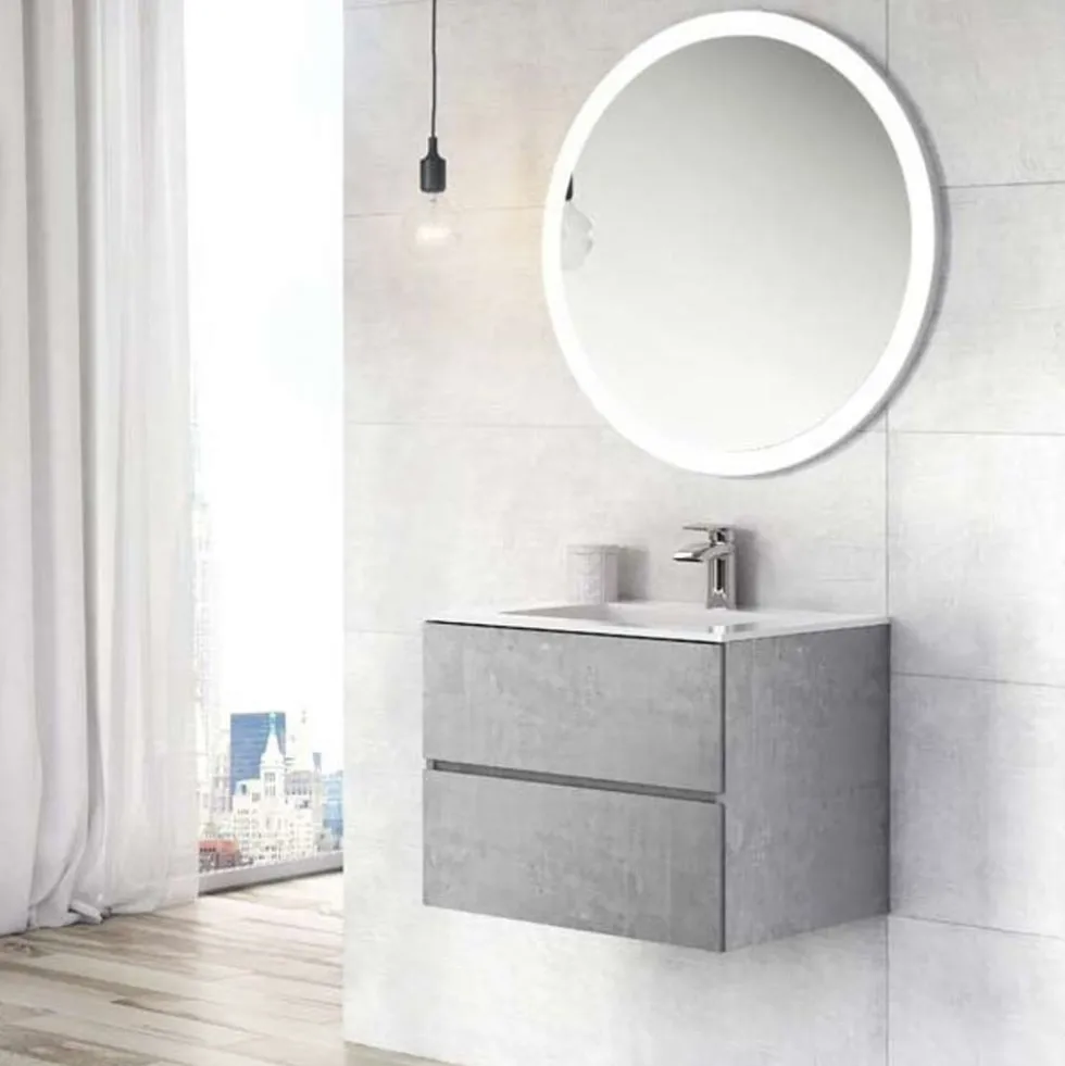 Harbour Substance 600mm 2 Drawer Wall Mounted Vanity Unit & Basin Options - Concrete Effect