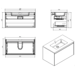 Harbour Substance 900mm 1 Drawer Wall Mounted Vanity Unit & Basin Options