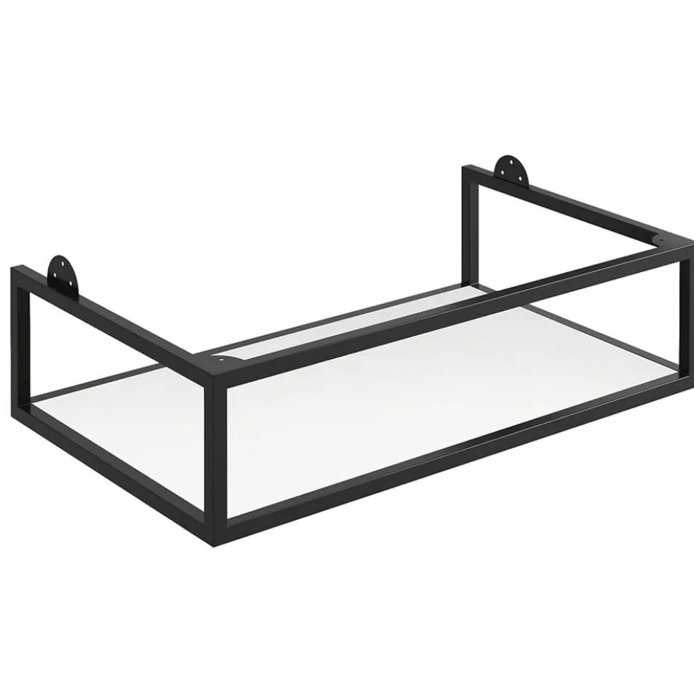 Harbour Virtue 800mm Wall Hung Vanity Unit with LED Illumination, Matt Black Frame Shelf and Handle & Basin