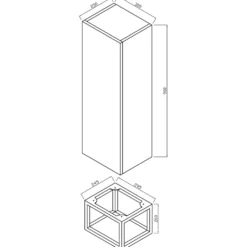 Harbour Virtue 1100mm Wall Mounted Tall Storage Cabinet with Matt Black Frame Shelf
