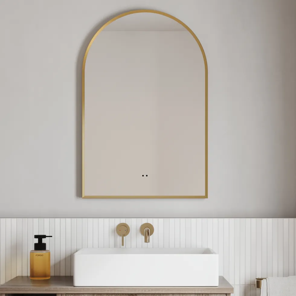 Harper LED Illuminated Arch Framed Mirror with Demister Pad & Colour Change Lights - 500 x 750mm