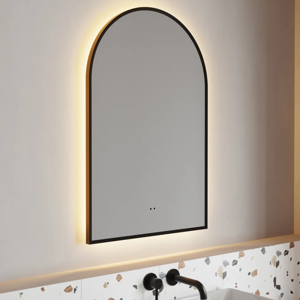 Harper LED Illuminated Arch Framed Mirror with Demister Pad & Colour Change Lights - 500 x 750mm