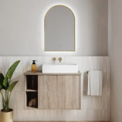 Harper LED Illuminated Arch Framed Mirror with Demister Pad & Colour Change Lights - 500 x 750mm