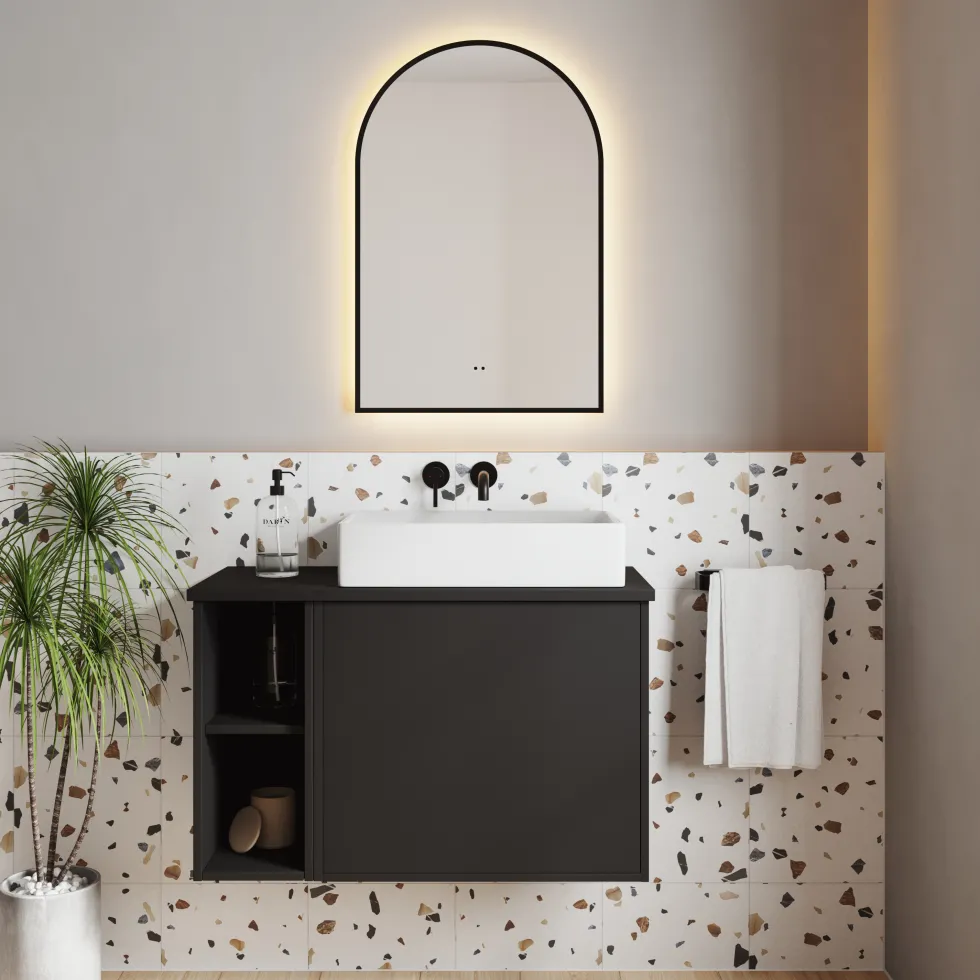 Harper LED Illuminated Arch Framed Mirror with Demister Pad & Colour Change Lights - 500 x 750mm