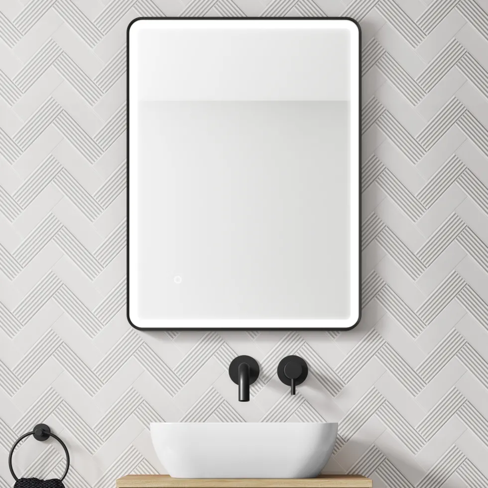 HIX LED Illuminated Framed Mirror with Demister Pad & Colour Change Lights - 600 x 800mm