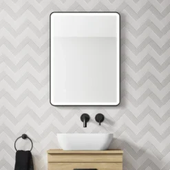 HIX LED Illuminated Framed Mirror with Demister Pad & Colour Change Lights - 600 x 800mm