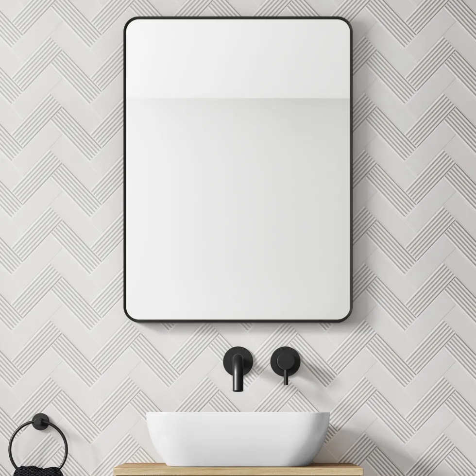 HIX Rectangular Framed Bathroom Mirror - 600 x 800mm