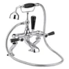 Hudson Reed Black Topaz Lever Deck Mounted Bath Shower Mixer with Handset Kit & Dome Collars