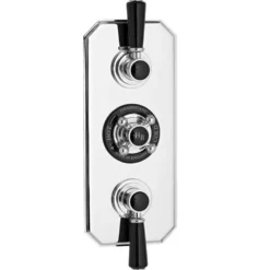 Hudson Reed Black Topaz 2 Outlet Concealed Thermostatic Shower Valve - Chrome/Black