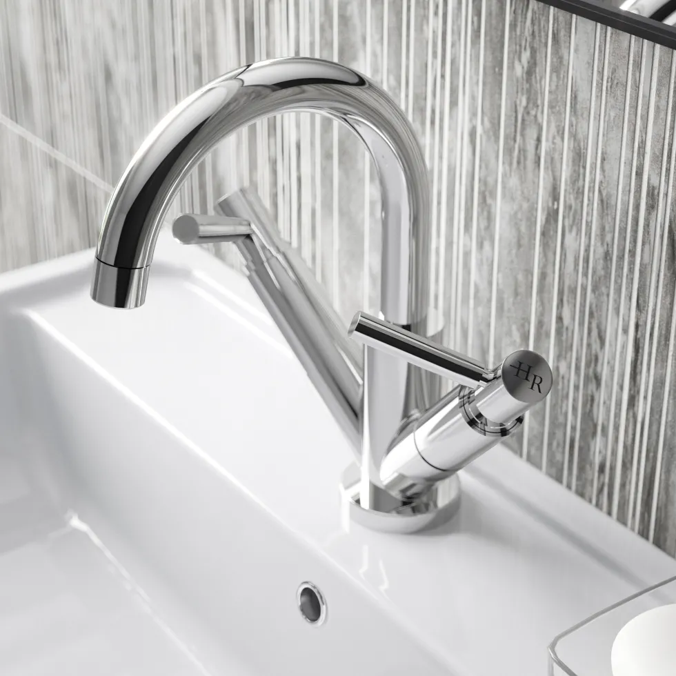 Hudson Reed Tec Twin Lever Mono Basin Mixer Tap & Waste