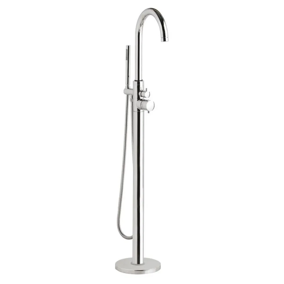 Hudson Reed Thermostatic Single Lever Floor Standing Bath Shower Mixer With Shower Handset and Hose