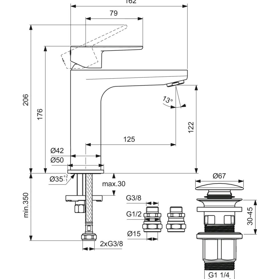 Ideal Standard Cerafine O Basin Mixer Tap with Waste