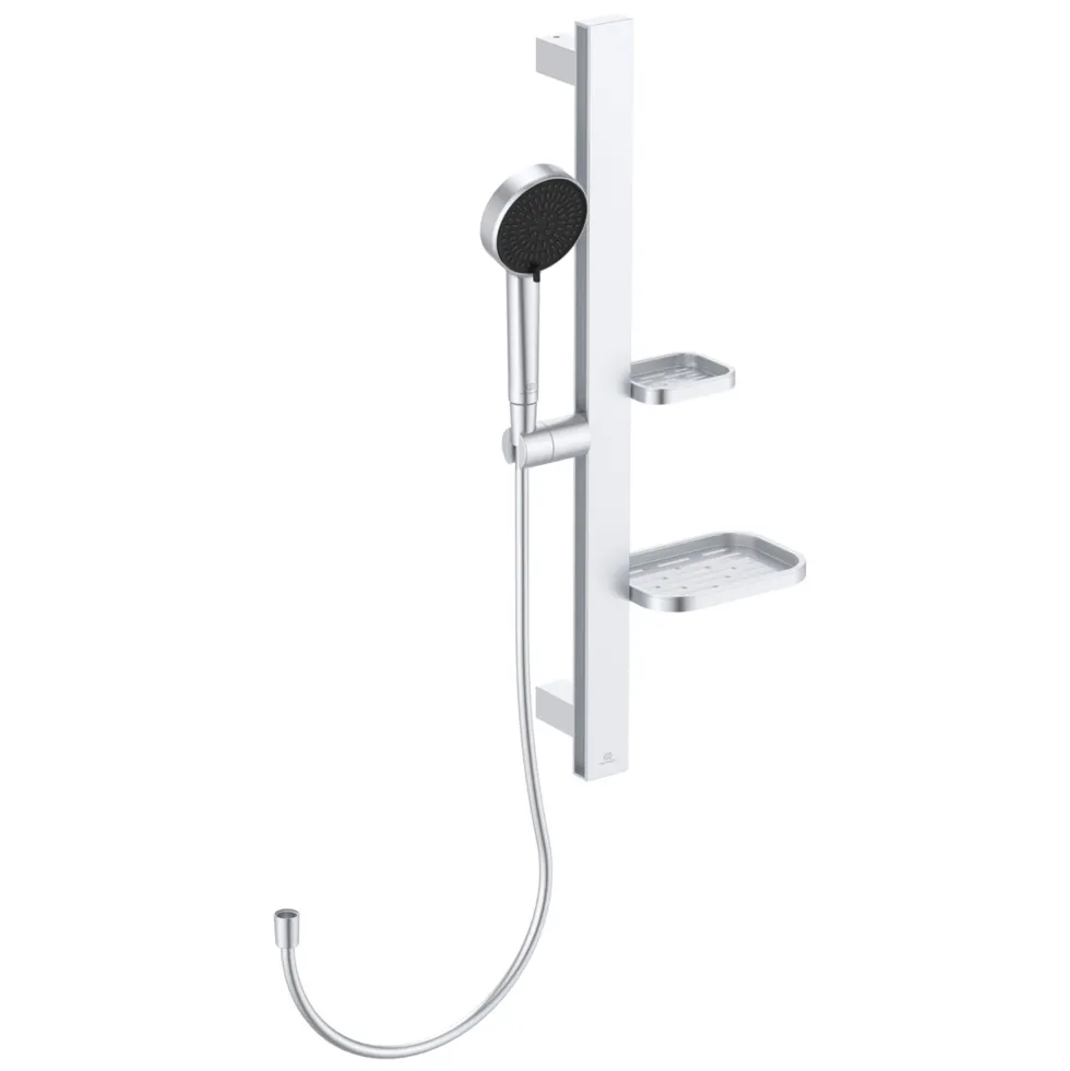 Ideal Standard Idealrain Alu+ Shower Rail Kit with Multi-Function Shower Handset & 2 Shelves