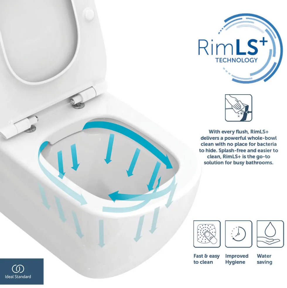 Ideal Standard i.life A Back To Wall Rimless Toilet with Soft Close Seat