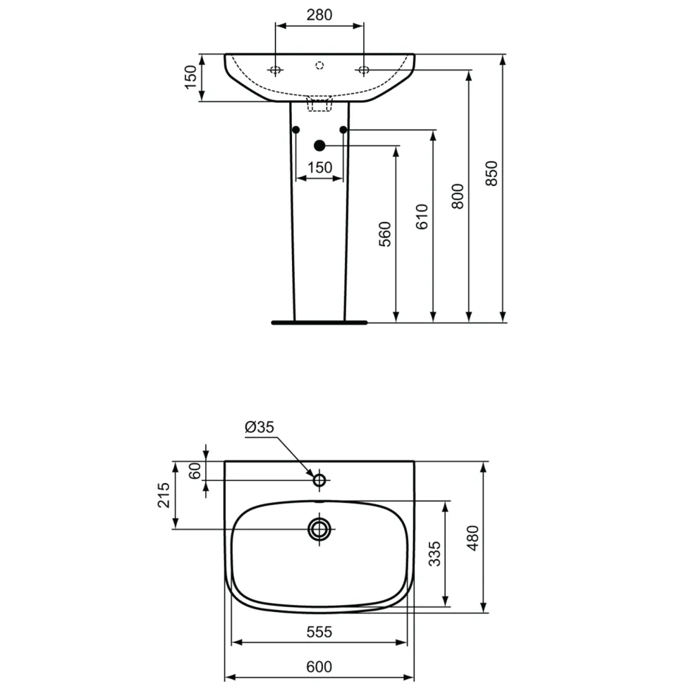 Ideal Standard i.life A Basin & Pedestal