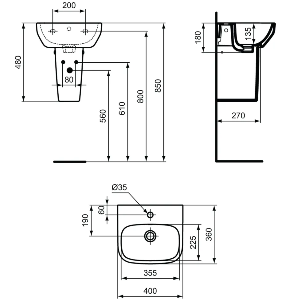 Ideal Standard i.life A Cloakroom Basin & Pedestal