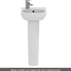 Ideal Standard i.life A 350mm Cloakroom Basin & Pedestal - Left or Right Hand Tap Hole