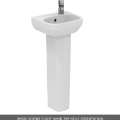 Ideal Standard i.life A 350mm Cloakroom Basin & Pedestal - Left or Right Hand Tap Hole