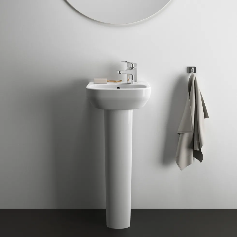 Ideal Standard i.life A 350mm Cloakroom Basin & Pedestal - Left or Right Hand Tap Hole