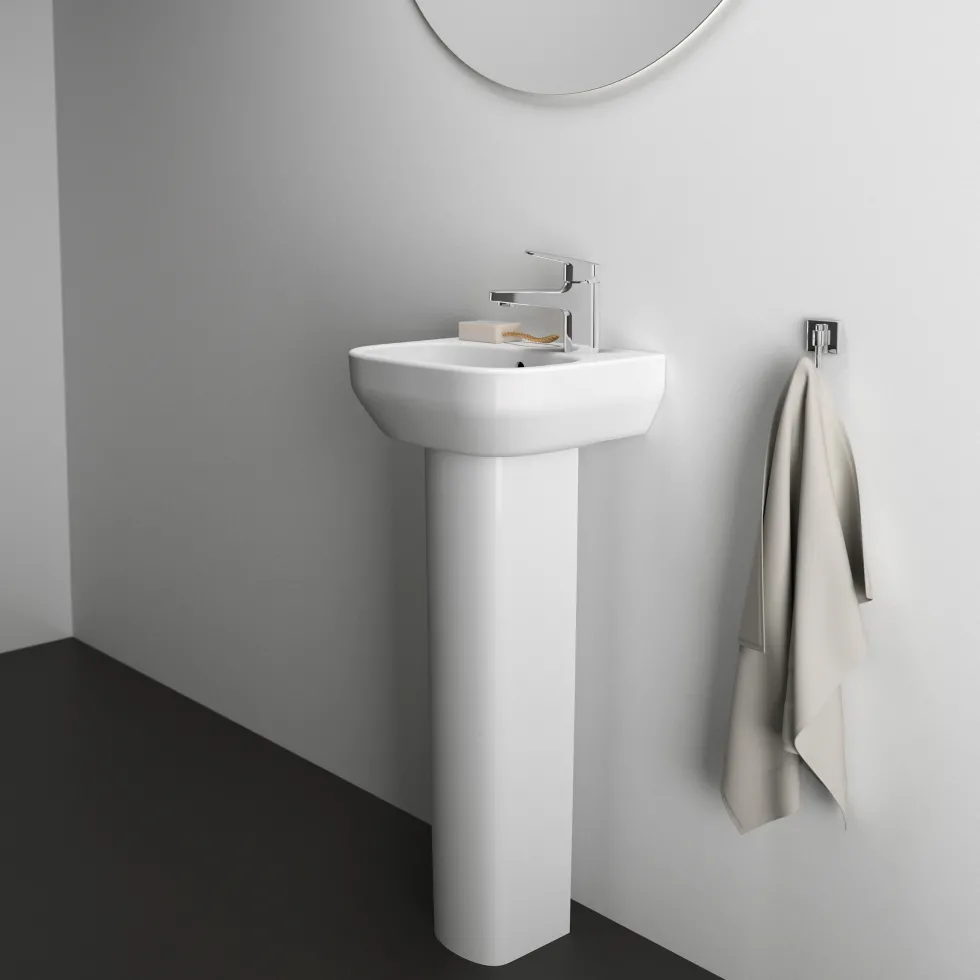 Ideal Standard i.life A 350mm Cloakroom Basin & Pedestal - Left or Right Hand Tap Hole