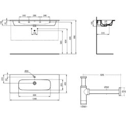 Ideal Standard i.life A Wall Hung Basin & Chrome Bottle Trap