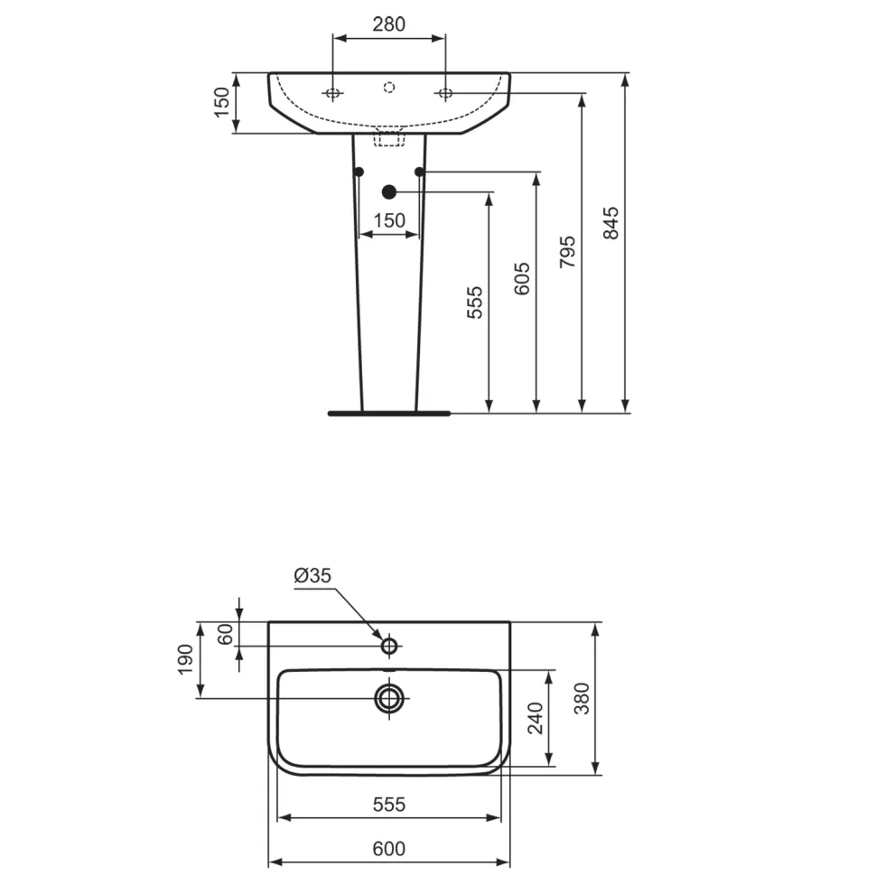 Ideal Standard i.life S Compact Basin & Pedestal