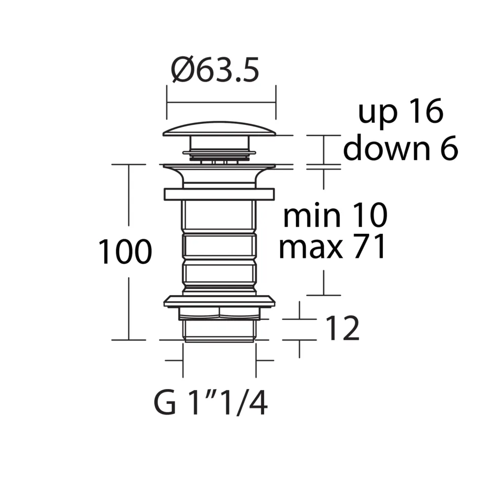Ideal Standard Luxury Unslotted Clicker Basin Waste